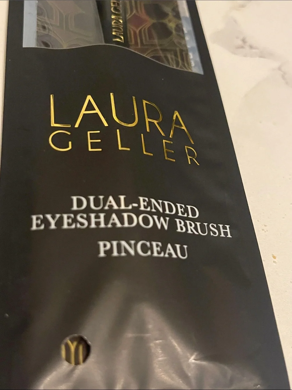 Laura Geller Dual-Ended Eyeshadow Brush — Black & Gold